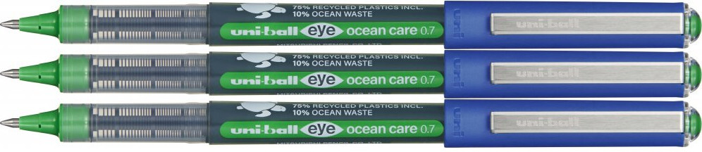 3x Pióro kulkowe Uni Eye Ocean Care, UB-157-ROP, 0.7mm, zielony