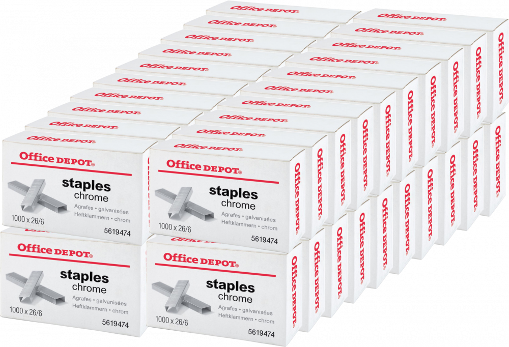 100x zszywki Office Depot 26/6, 1000 sztuk, srebrny