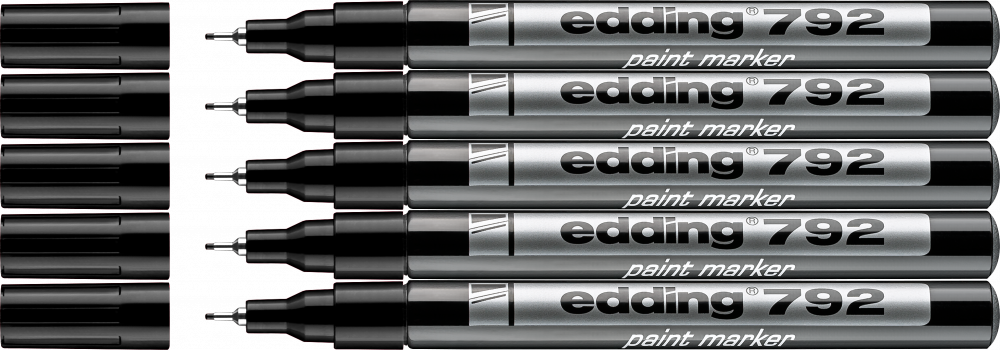 5x Marker olejowy edding, 792, okrągła, 0.8mm, czarny