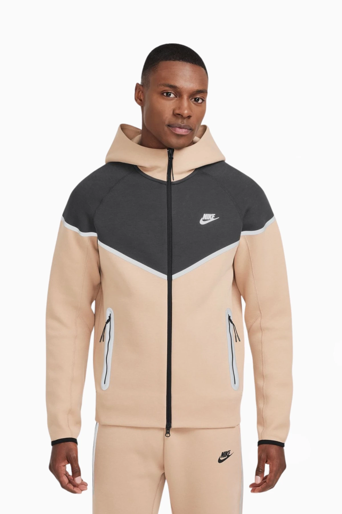 Bluza z kapturem Nike Sportswear Tech Fleece Windrunner - Beżowy