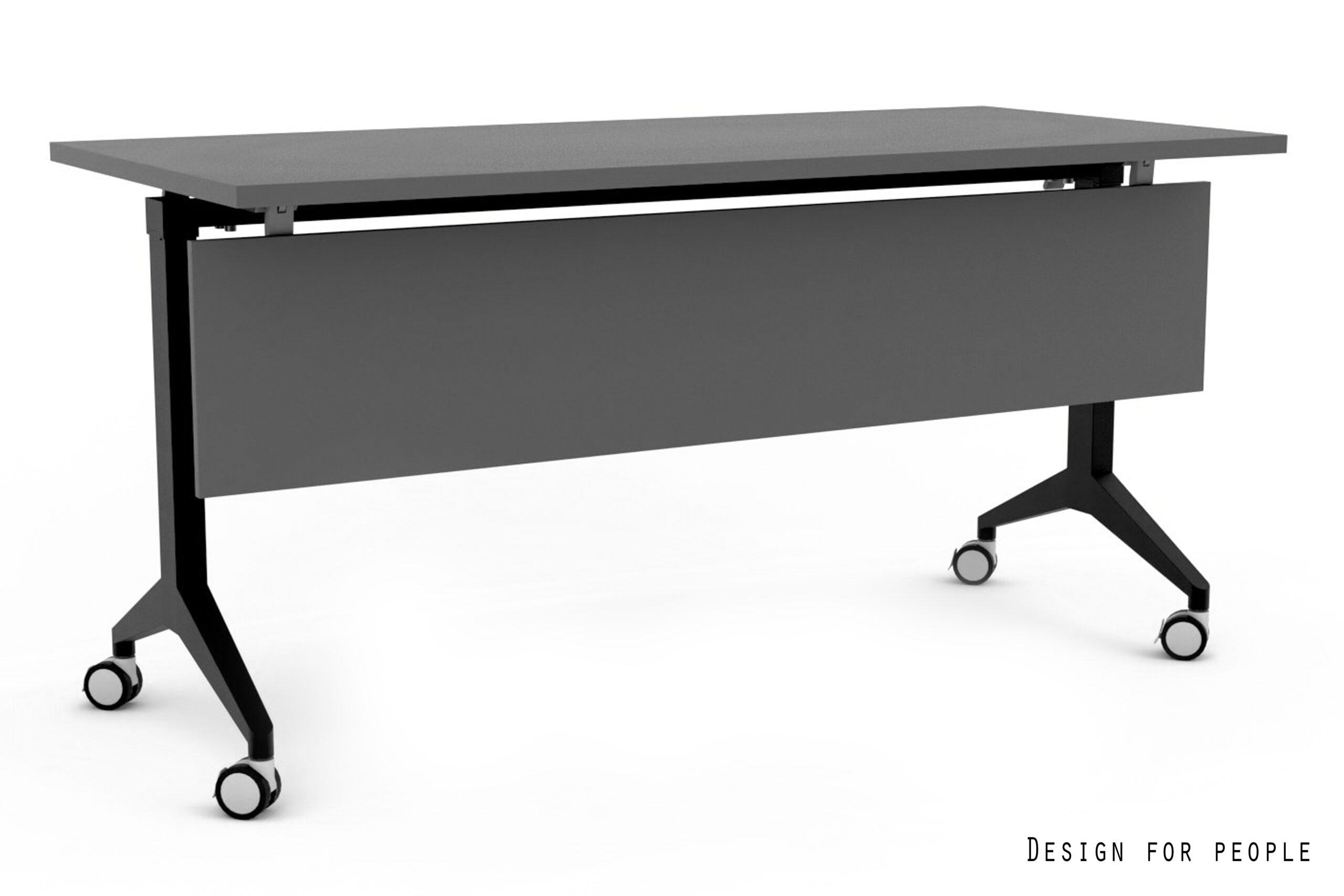 YUMI S mobilne biurko składane, czarny stelaż, blat i panel maskujący (Wymiary blatu: 150 x 70 cm panel maskujący 150 x 30 cm, Kolor blatu: YZ-13 antr