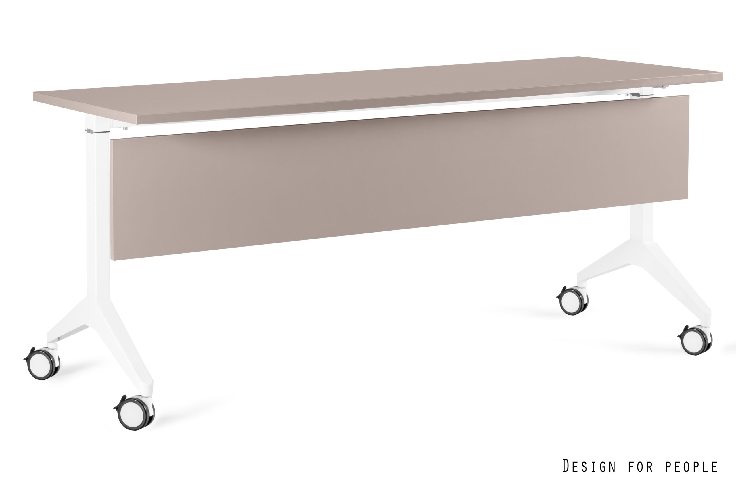 YUMI S mobilne biurko składane, biały stelaż, blat i panel maskujący (Wymiary blatu: 180 x 70 cm panel maskujący 180 x 30 cm, Kolor blatu: YZ-14 beżow