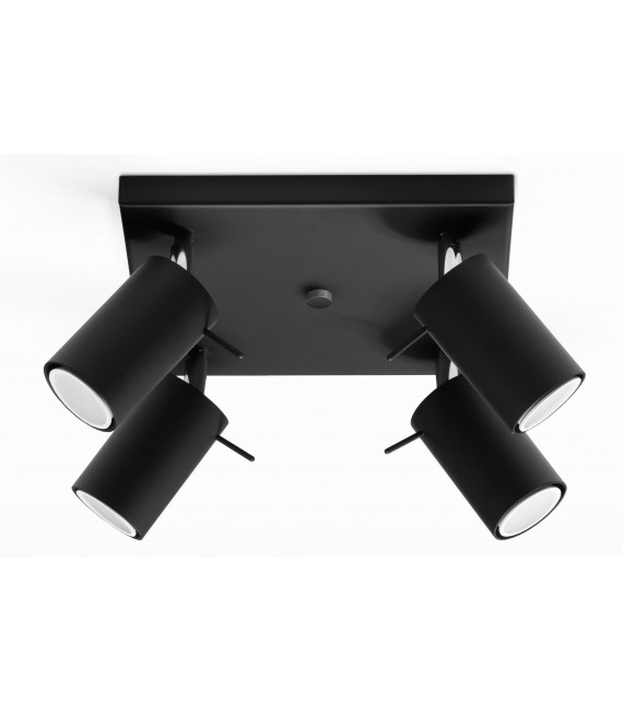 Plafon RING 4 czarny, nowoczesny - 25x25x16cm Sollux