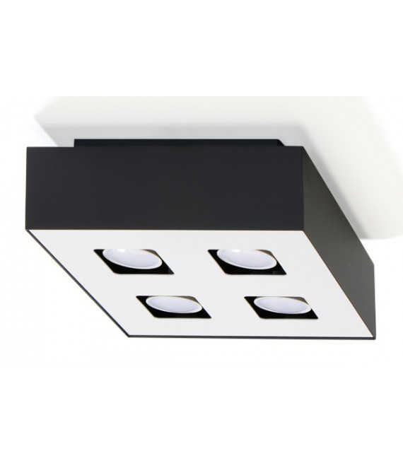 Plafon MONO 4 czarny, minimalistyczny - 24x24x11cm Sollux