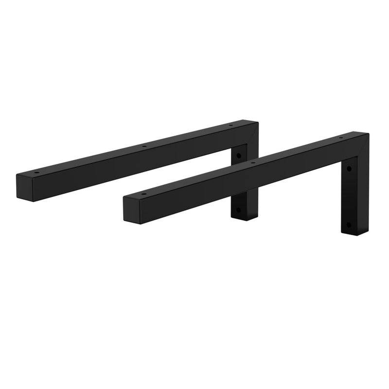 ML-Design Set of 2 Wall Bracket Angle L-Form for Washbasin, 450x150 mm Black Steel, Design Washbasin Bracket, Wall Bracket for Washbasin Top