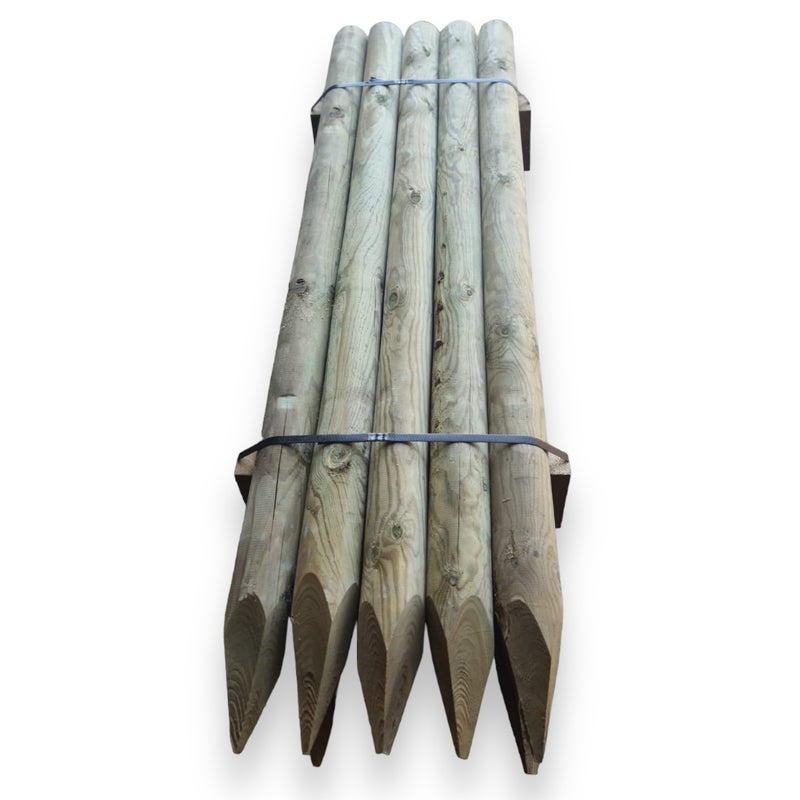 Paczka 5 okrągłych słupów sosnowych obrobionych punktowo 60x2000 mm
