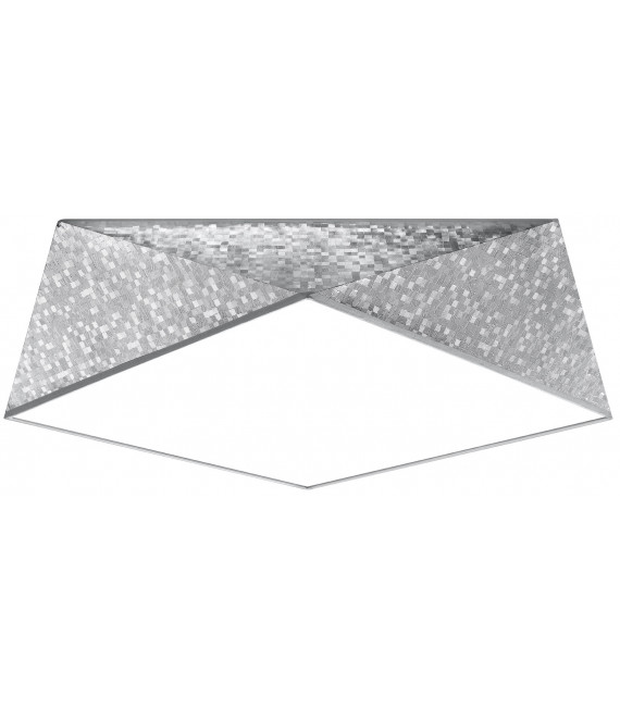 Plafon HEXA 45 srebrny, nowoczesny - 45x45x15cm Sollux