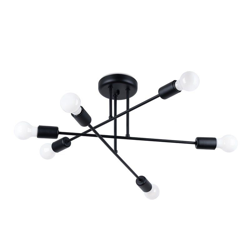 Żyrandol NORAH 6R czarny, nowoczesny - 65x65x29cm Sollux
