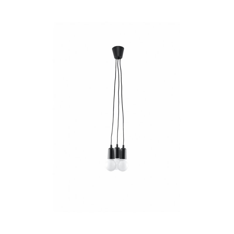 Lampa wisząca DIEGO 3 czarna, nowoczesna - 15x15x90cm Sollux