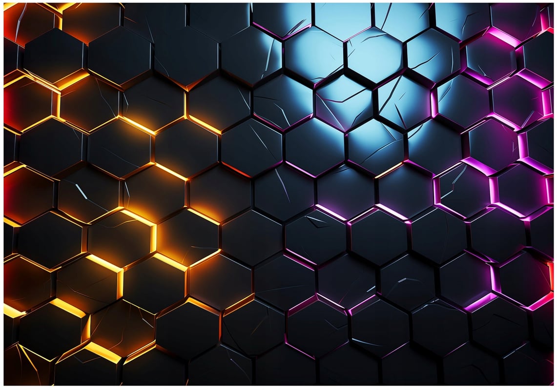 Fototapeta Dla Dzieci Chłopca Heksagony 3D Gaming 150x105 cm Tapeta Do Pokoju Dziecięcego Na Flizelinie