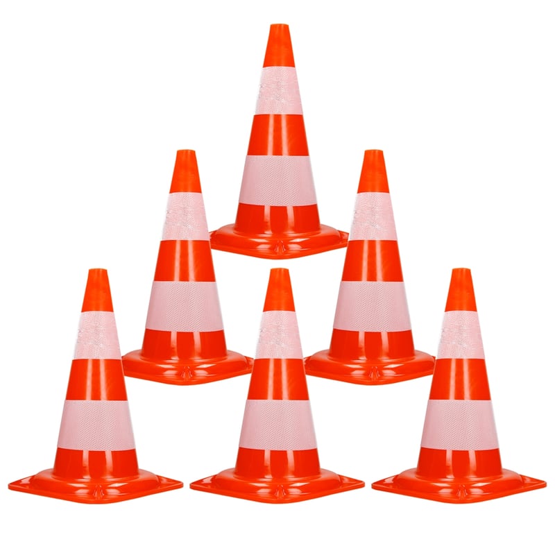 ECD Germany 6 sztuk pacholków drogowych 50 cm pomaranczowo bialych odblaskowych Pacholki ostrzegawcze drogowe zwiekszajace bezpieczenstwo idealne