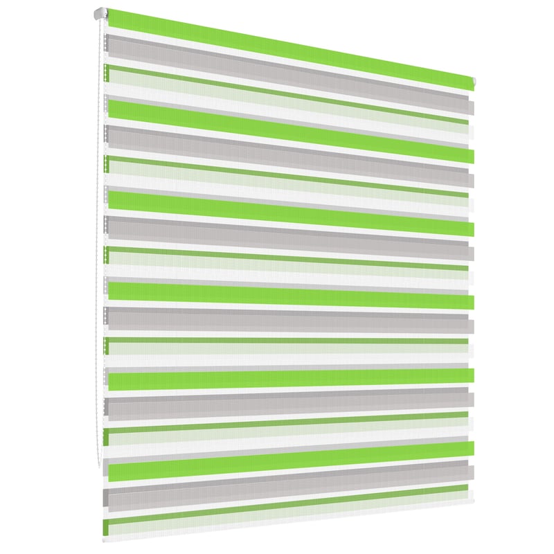 ECD Germany Roleta podwójna 45 x 150 cm - Zielono-szaro-biala - Klemmfix - Duo-Rollo - Bez wiercenia - z uchwytami zaciskowymi - Ochrona przed sloncem