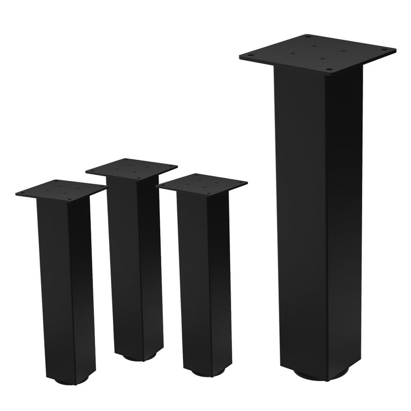 ML-Design zestaw 4 nóg stołowych I-Design 42 cm stal pokryta proszkowo czarny regulowane profil 8x8 cm do stolików biurek i blatów roboczych