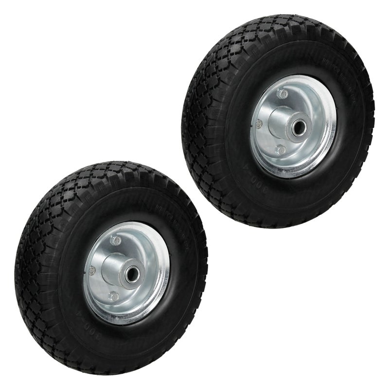 ECD Germany 2 szt. blokada kola do wózka recznego profil z odpornej na przebicie gumy PU - 3.00-4 / Ø260x85mm - z lozyskiem kulkowym i felga stalowa -