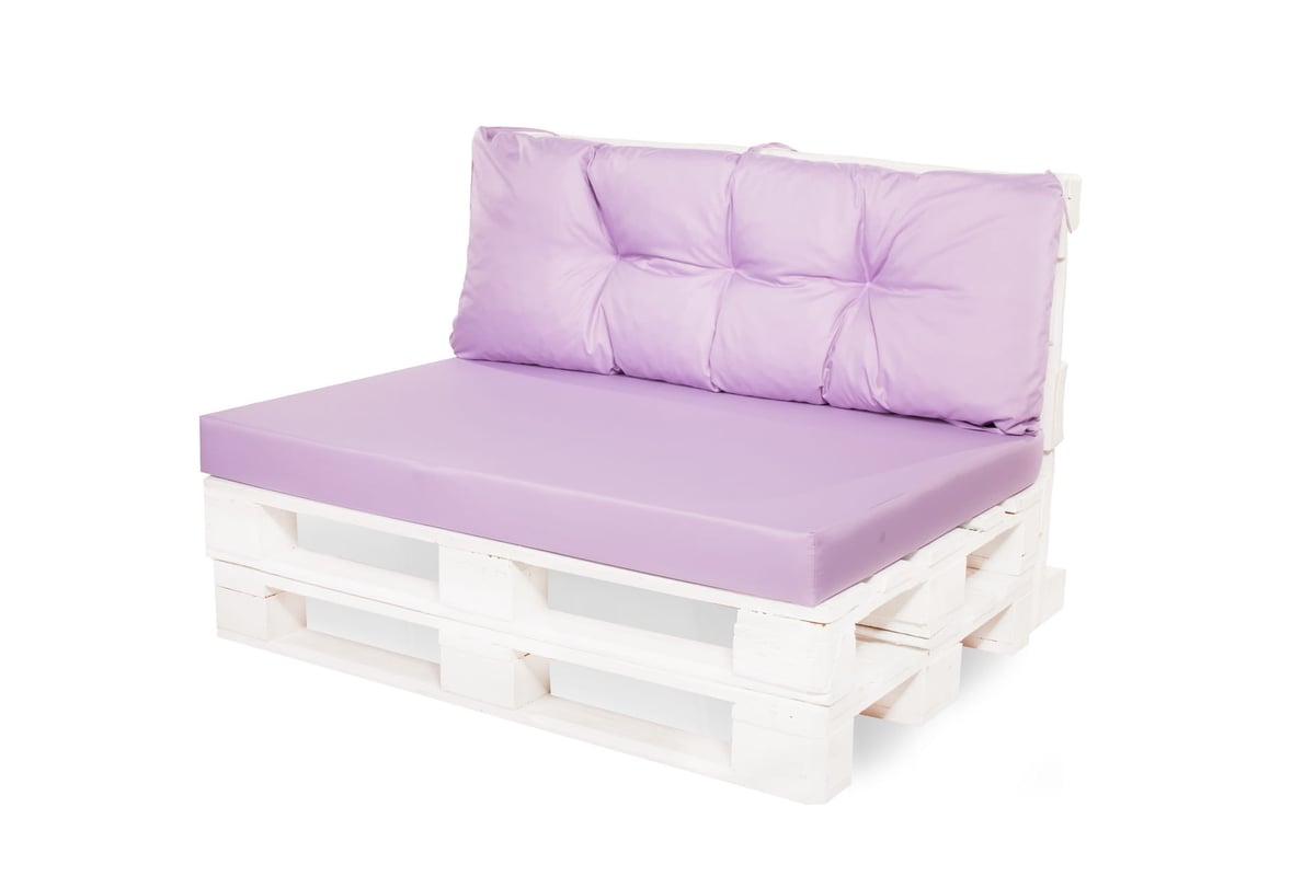 Zestaw poduszek na palety ogrodowe 120x50 Siedzisko-Oparcie 120x40cm poduszki na palety Fioletowe wyodne poduszki na meble ogrodowe z palet euro