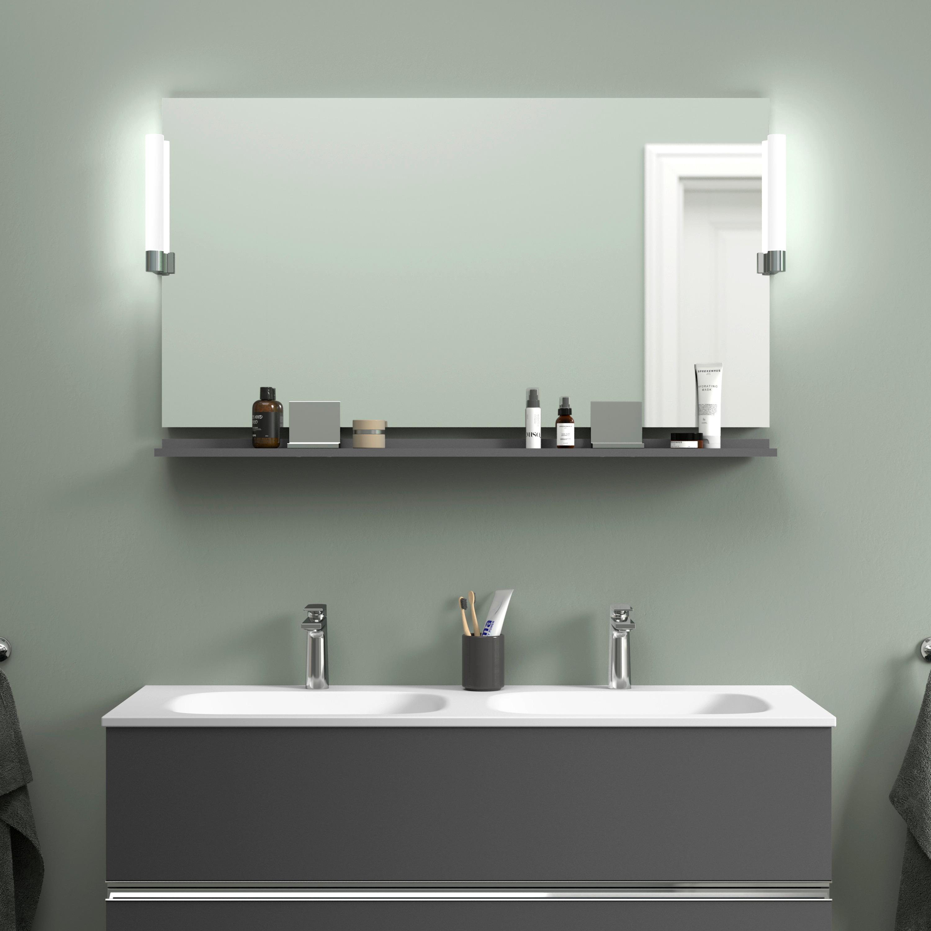 Duravit Sivida lustro 125x65 cm prostokątne z oświetleniem chrom-grafit SV7424010490000
