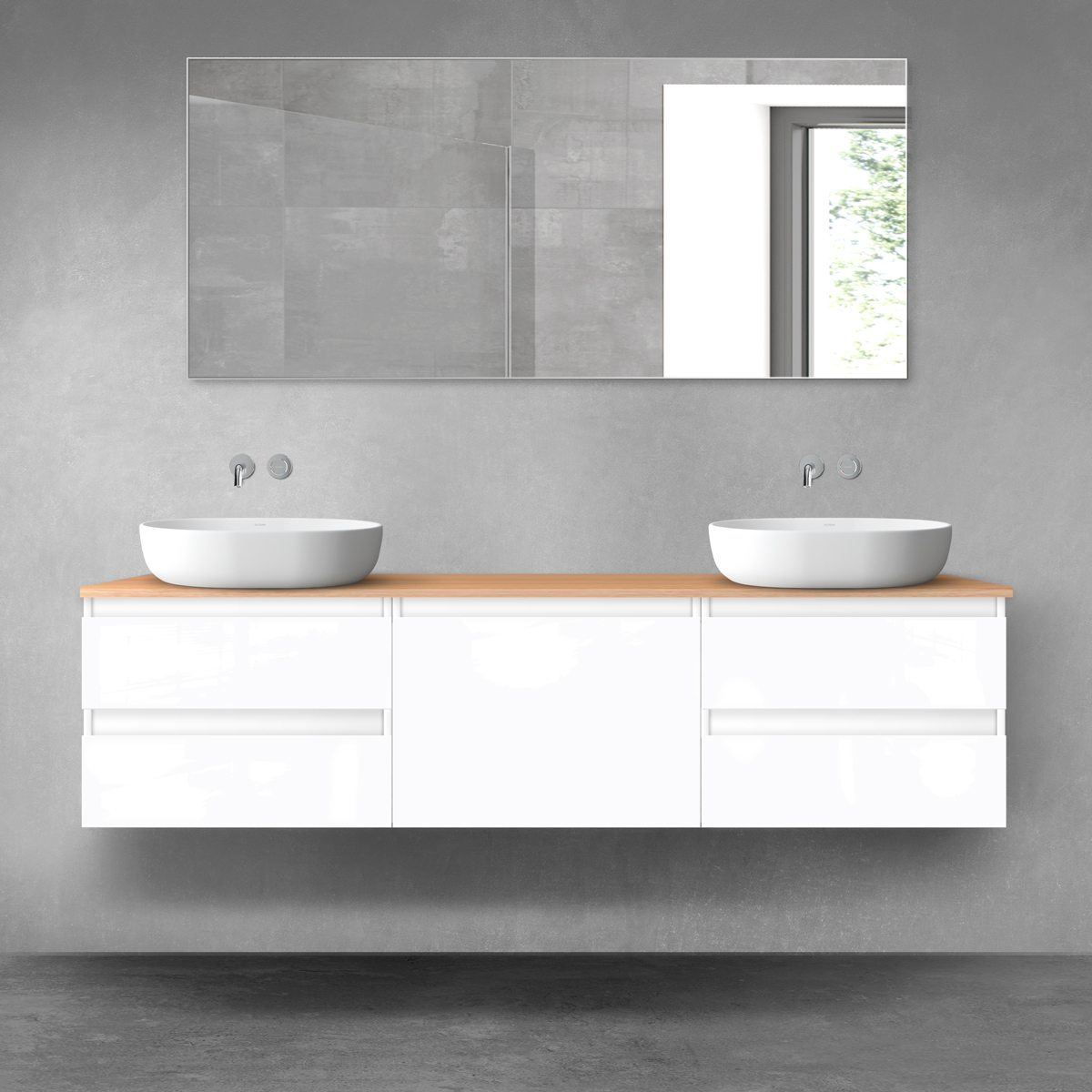 Oltens Vernal zestaw mebli łazienkowych 180 cm z blatem biały połysk/dąb 68498000 - Wysyłka w 24h