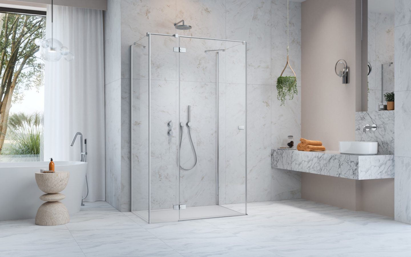 Radaway Fuenta Chrome KDJ+S drzwi prysznicowe 90 cm uchylne chrom połysk/szkło przezroczyste 1384020-01-01L