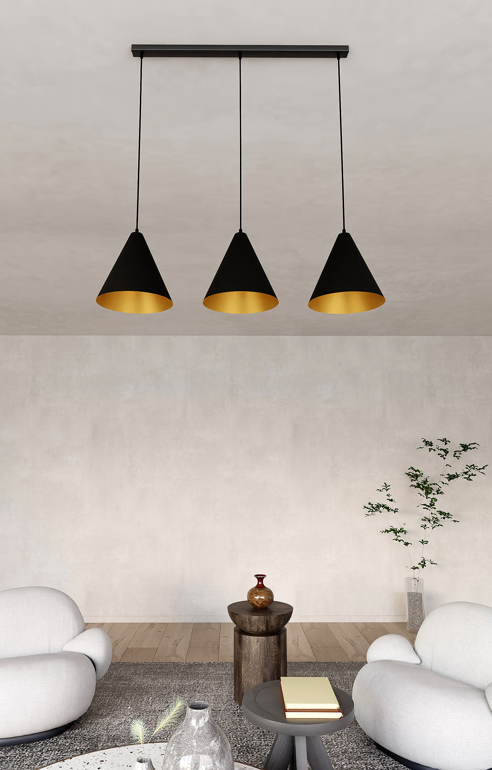 Emibig Rebel lampa wisząca 3x15 W czarna-złota 1271/3 - Wysyłka w 24h