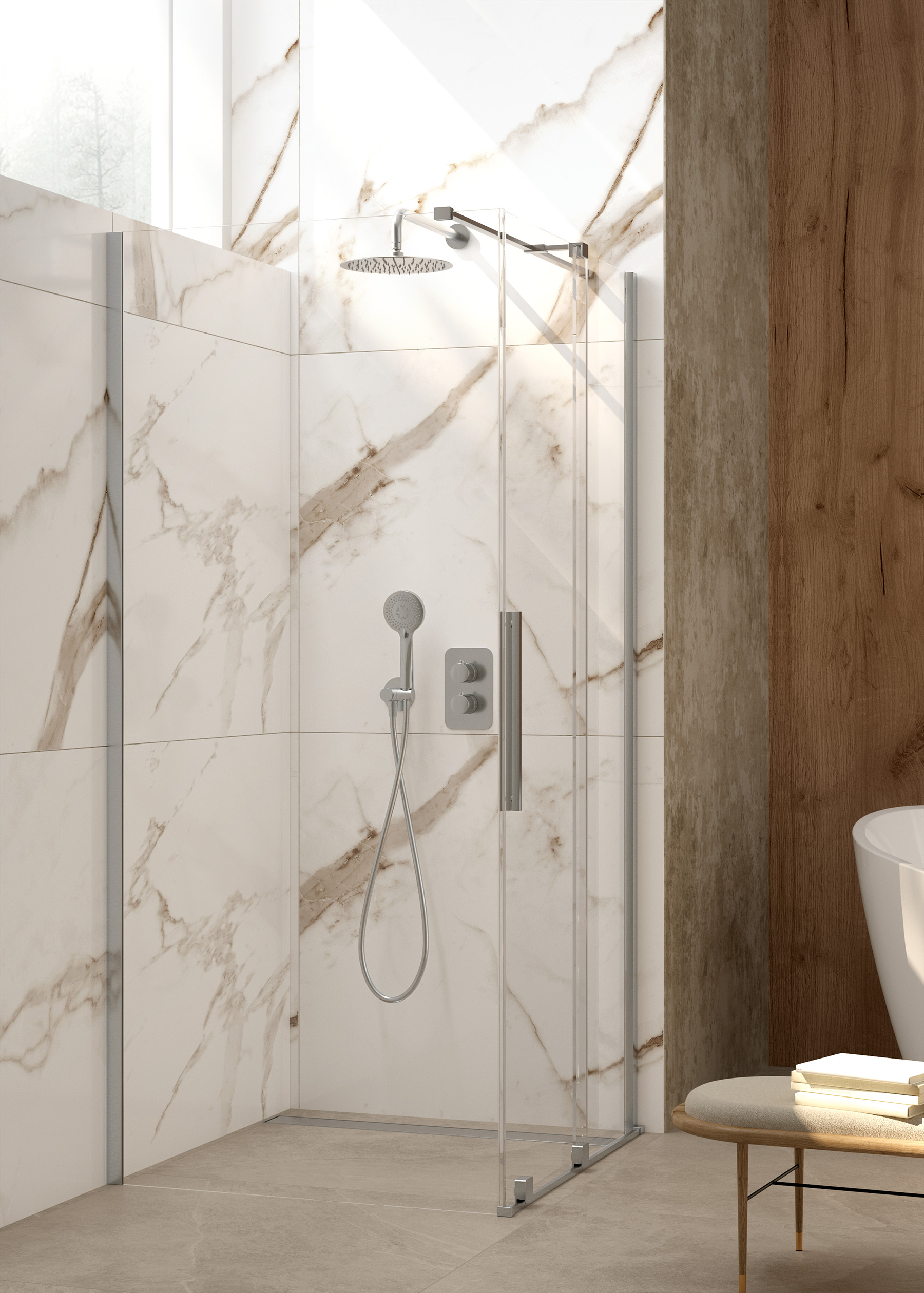 Deante Prizma ścianka prysznicowa walk-in 90 cm stal szczotkowana /szkło przezroczyste KTJ_F39R