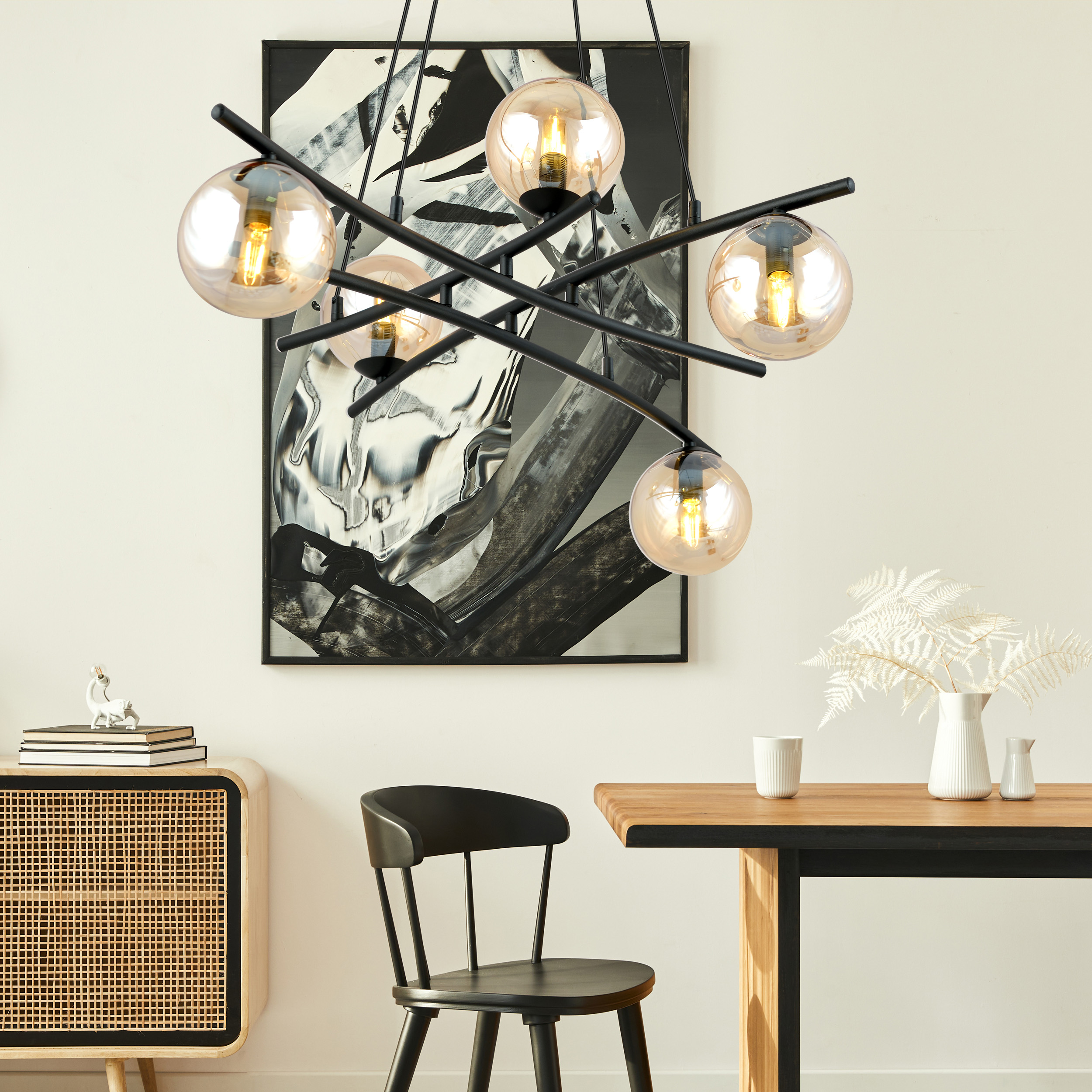 Emibig Essa lampa wisząca 5x10 W czarna 1204/5