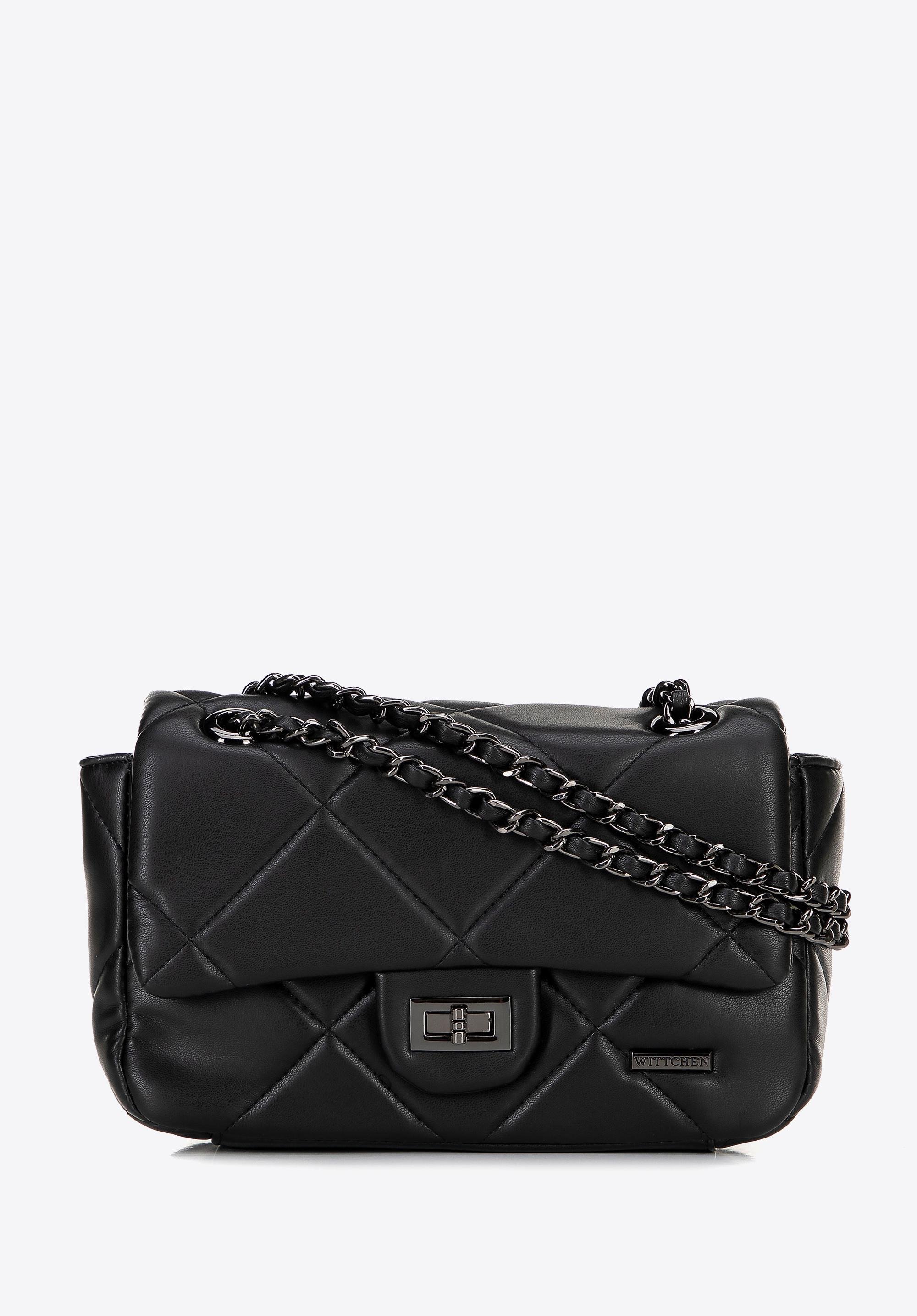 Crossbody z ekoskóry w geometryczne przeszycia czarna