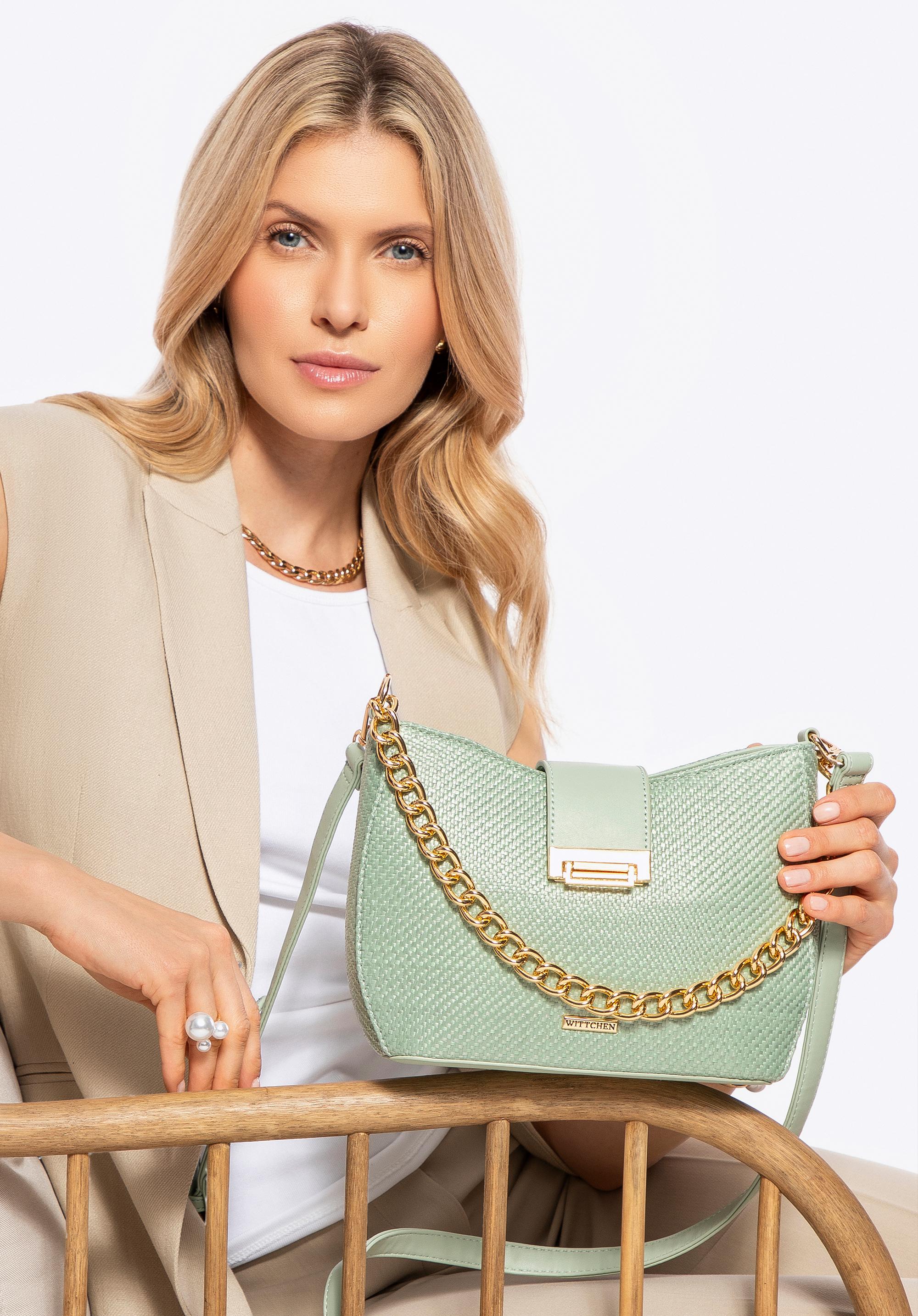 Damska torebka crossbody pleciona zielona