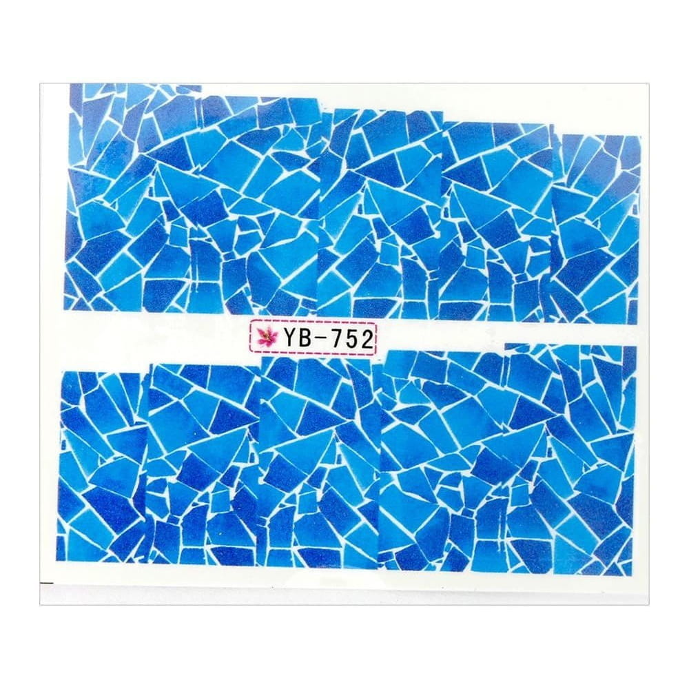 Naklejki wodne do paznokci arkusz 6,5 x 5,5 cm na 10 palców yb Nr 752