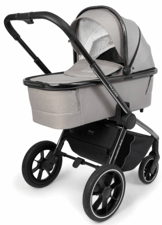 Muuvo, Quick 3.0 Black Chrome - wózek spacerowy z gondolą XL i wyposażeniem-Steel Grey
