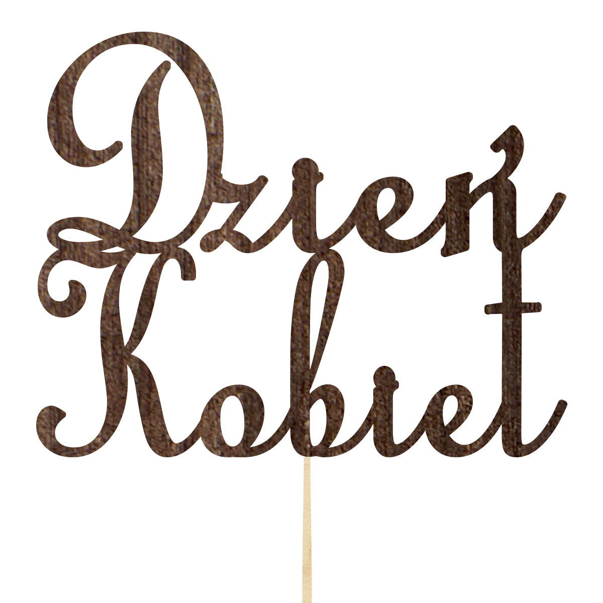 Topper dekoracja na bok tortu pik do prezentu lub bukietu kwiatów dzień kobiet 8 marca drewno brąz rystykalny
