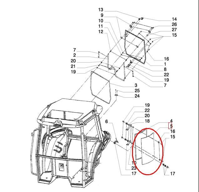 Szyba boczna prawa New Holland TD CASE JX 5089556 CNH