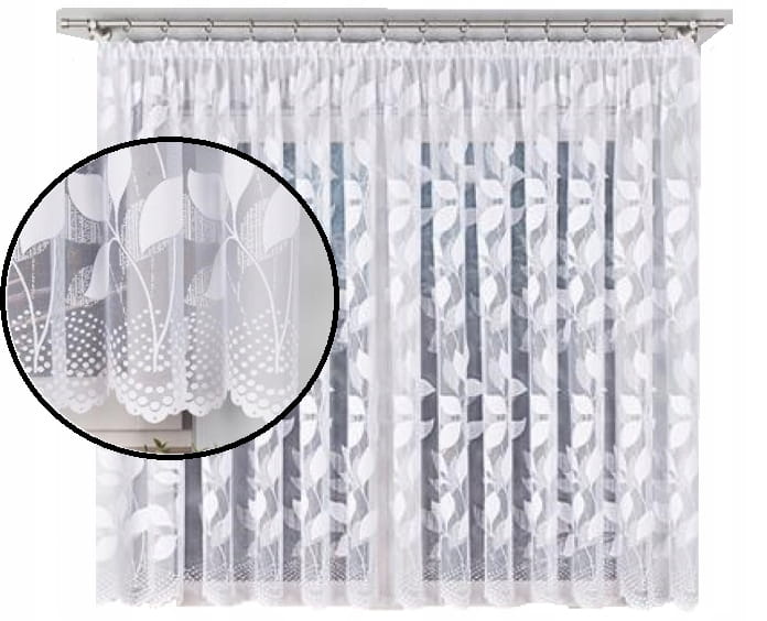 Firana żakardowa Listki 160x300 - elegancka dekoracja okien