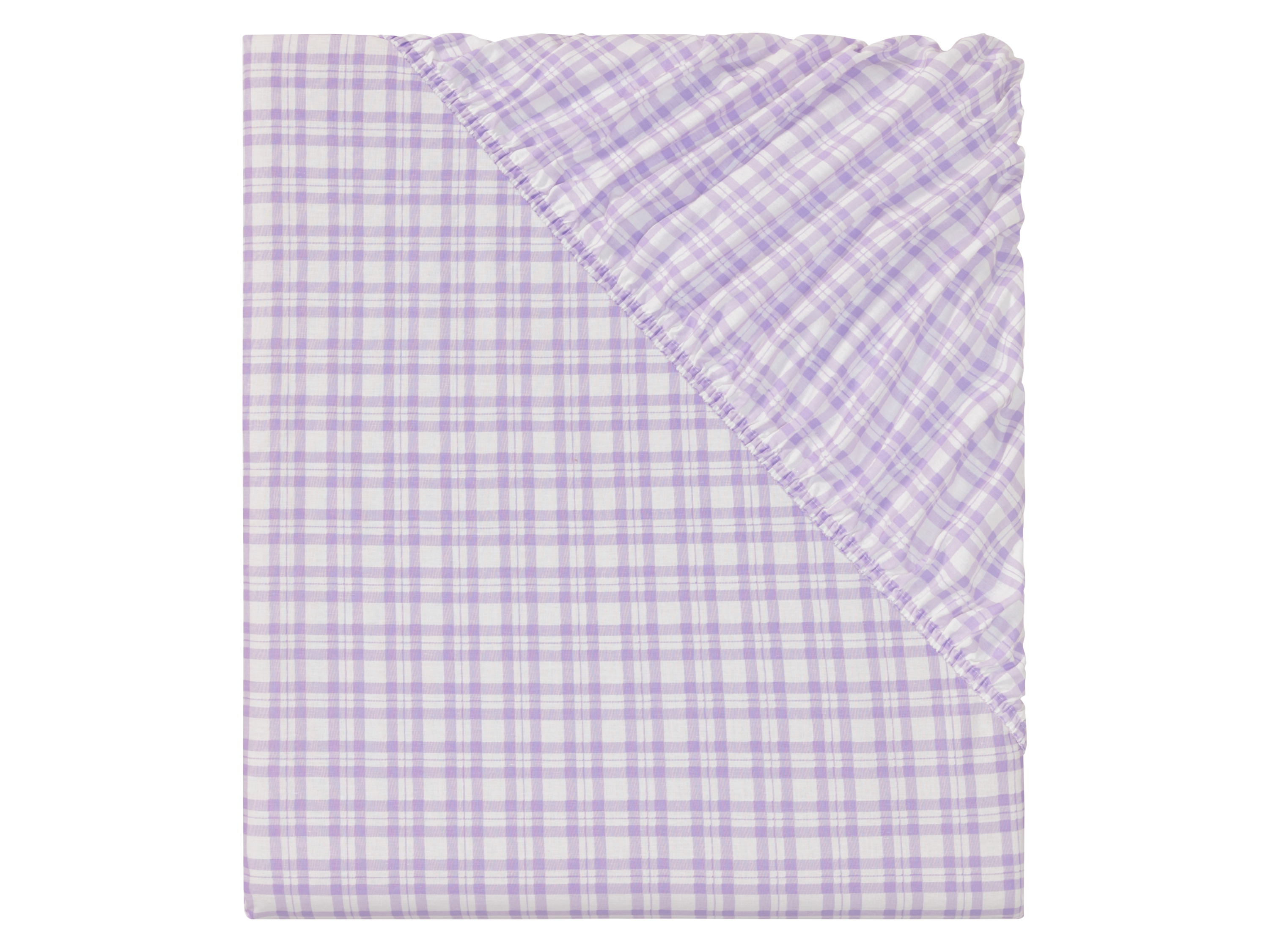 Livarno home Prześcieradło z bawełny renforcé z gumką, 90-100 x 200 cm Fioletowy/kratka