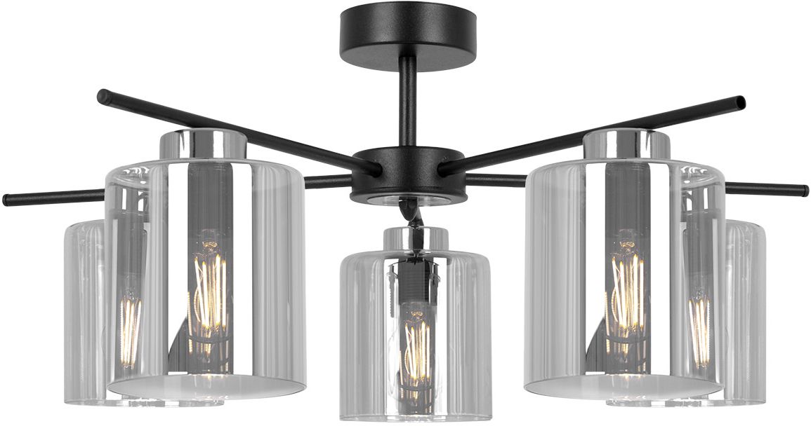 Darmowa Dostawa - Lampa podsufitowa 5x15 W czarna-srebrna-grafitowa Kaja Luna K5527