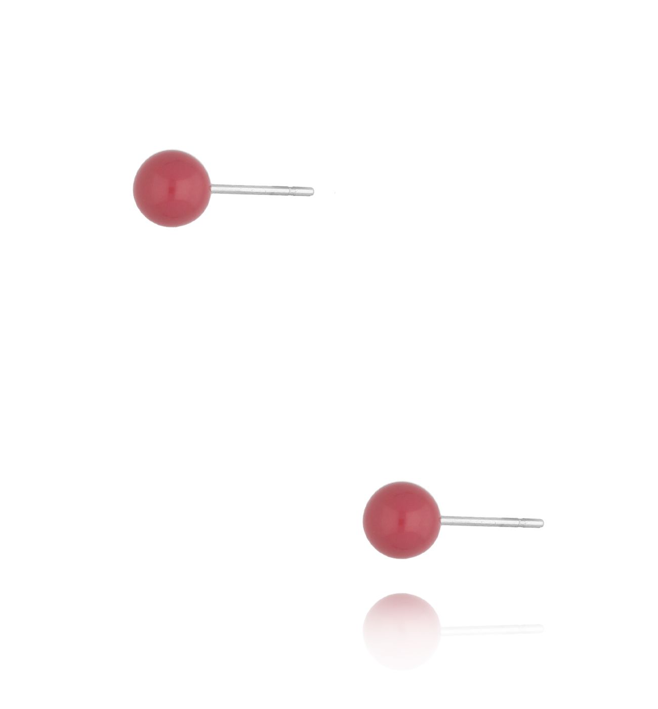 Kolczyki kulki z różową emalią 5 mm Enamel Balls KSA1587