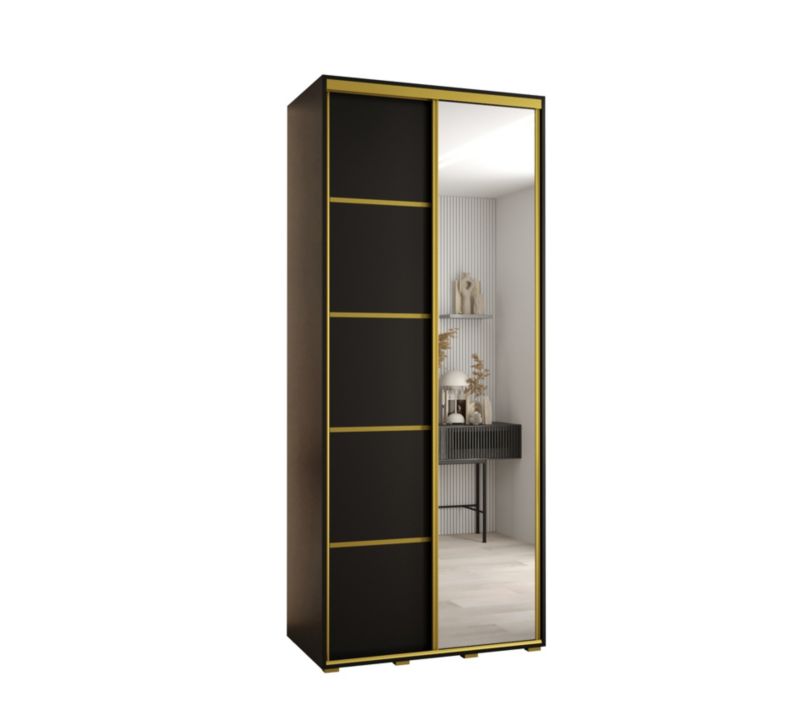 Szafa przesuwna Abiks DAVOS 5 wysoka szer.120cm gł.45cm czarny/czarny/złoty 1szt.