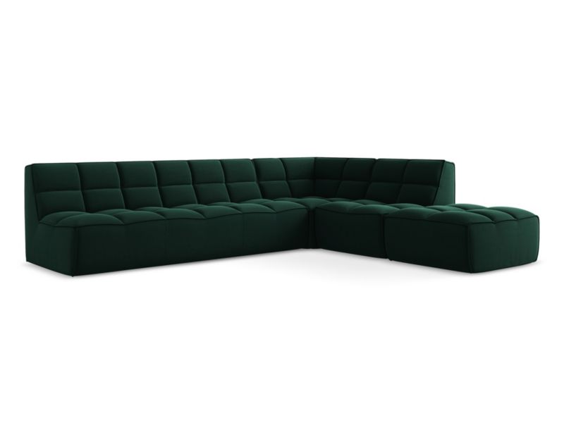 Narożnik uniwersalny Makamii Kalai z tkaniny welwetowej 308x258 cm butelkowa zieleń 1 szt.