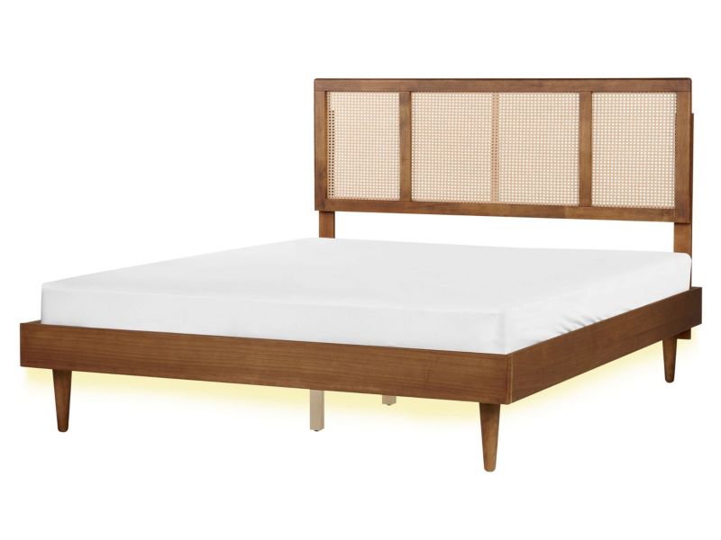 Łóżko LED Auray 160 x 200 cm Jasne drewno 1 szt.