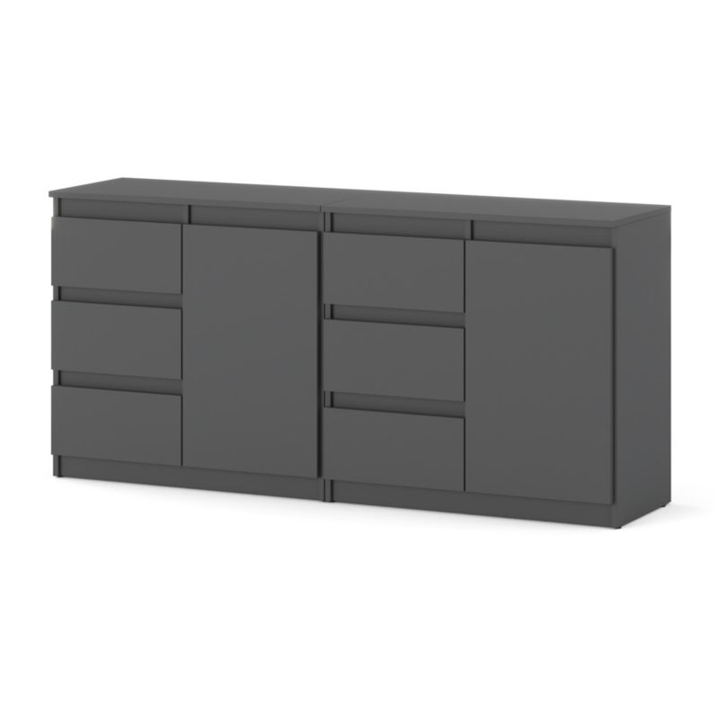 Komoda Hurtownia-Mebli Szuflady 6 Agna Mini 160cm Szary Mat Szary Mat 160x35x75 cm 1szt.