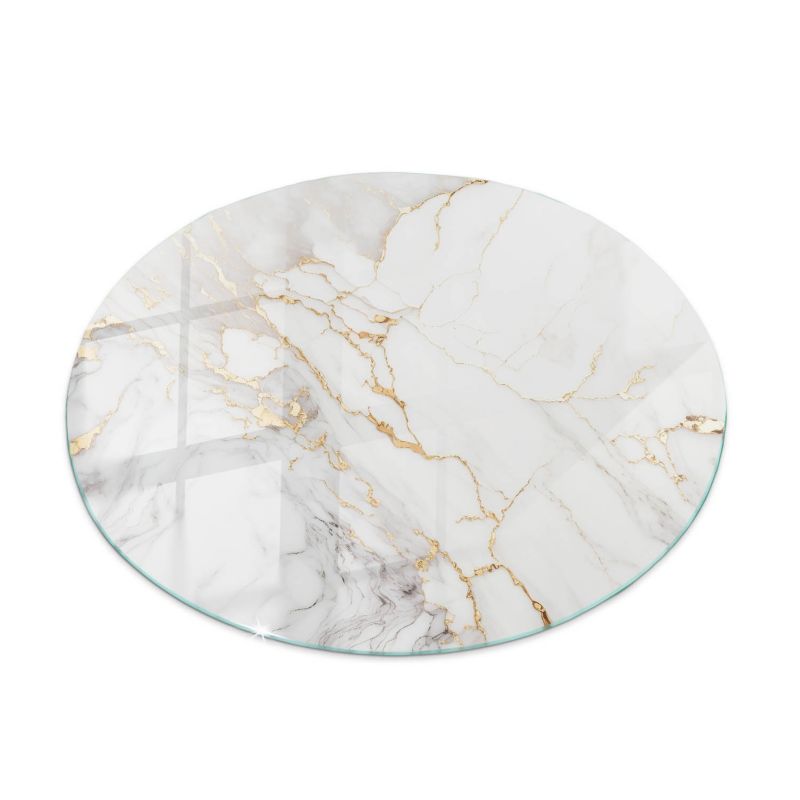 Blat szklany Tulup fi60 cm Elegancki marmur z żyłkami 1 szt.