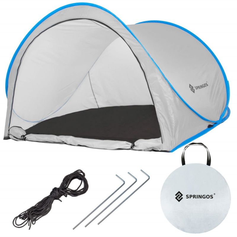 Namiot plażowy Springos 200x120x110 cm samorozkładający pop-up niebiesko-szary 1 szt.