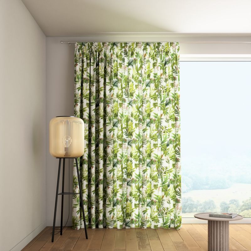 Zasłona na taśmie marszczącej 1 szt. 130 x 260 cm Dekoria zielono-czerwona roślinność na białym tle 1 szt.