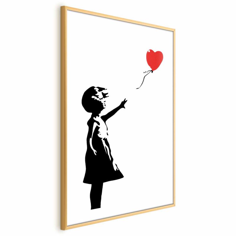 Plakat Artgeist Dziewczynka z balonem 21x30 cm z ramą złotą 1 szt