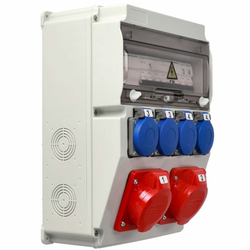 Rozdzielnica Edo wyposażona ASTAT 297 Plus IP65 2x16A/5P, 4x230V schuko IP44 IK08, wyłączniki Schneider 1 szt.