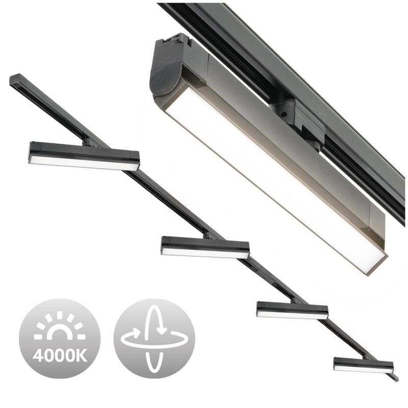 Oświetlenie szynowe 3 fazowe 2x2m + łącznik prosty + 4x lamp 36W + zasilanie + zaślepka 1kpl.