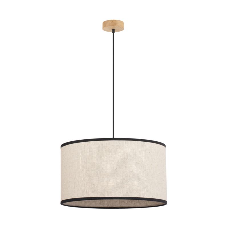 Drewniana Lampa Wisząca SPOT Light 1xE27 Max.60W Dąb Olejowany FSC z Beżowo Czarnym Lnem, Polski Producent, 1 szt.