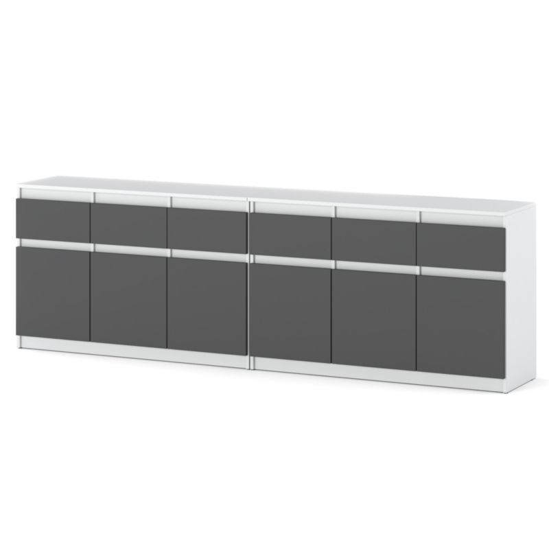 Komoda Hurtownia-Mebli Szuflady 6 Olia Best 240cm Biały Mat Szary Mat 240x35x75 cm 1szt.