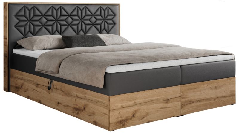 Łóżko kontynentalne MKS Meble NESSI 180x200 H4 Szary ecoskóra 1szt
