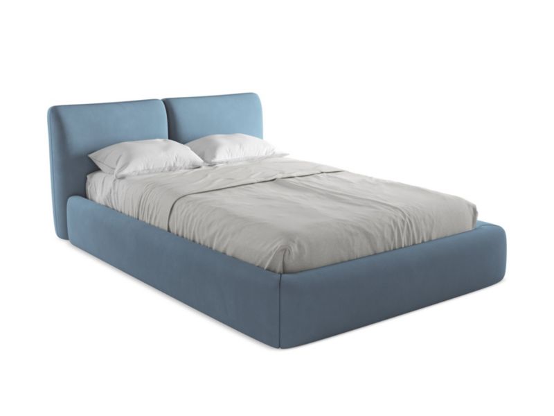 Łóżko Makamii Hoku z tkaniny szenilowej 140x200 jeans 1 szt.