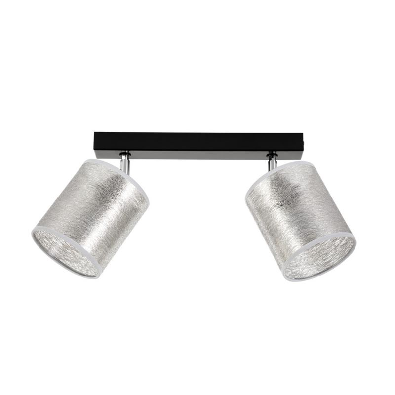 Lampa Sufitowa SPOT Light 2xE27 Max.25W Połączenie Czerni z Srebrnymi Abażurami, Polski Producent, 1 szt.
